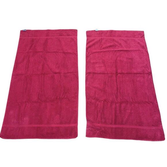 Vintage 1980s Royal Velvet Fieldcrest Red Cotton Bath Towels Set 2 USA 48 x 27 - Picture 2 of 12